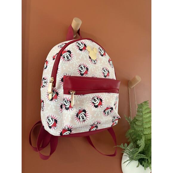NWT Bioworld Disney Mickey Mouse Santa Hat Snowflake Mini Backpack Faux Leather